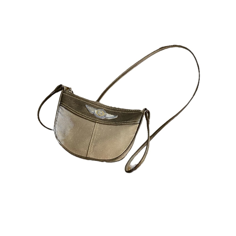 Sleek Brown and Gray Crossbody Bag with Parachuter Emblem